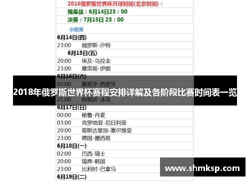 2018年俄罗斯世界杯赛程安排详解及各阶段比赛时间表一览